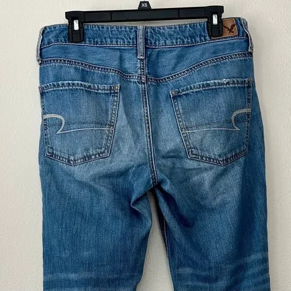 American Eagle Tomgirl Distressed Patchwork Straight leg Jeans grunge skater 6 - Picture 8 of 14